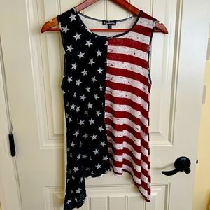 Freshman Patriotic, sleeveless, handkerchief tunic top.